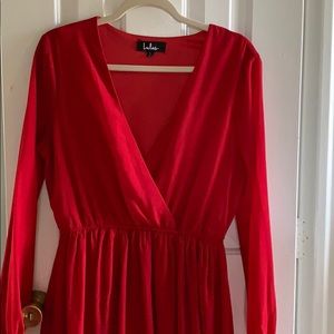 Lulus Red Long Sleeve Dress